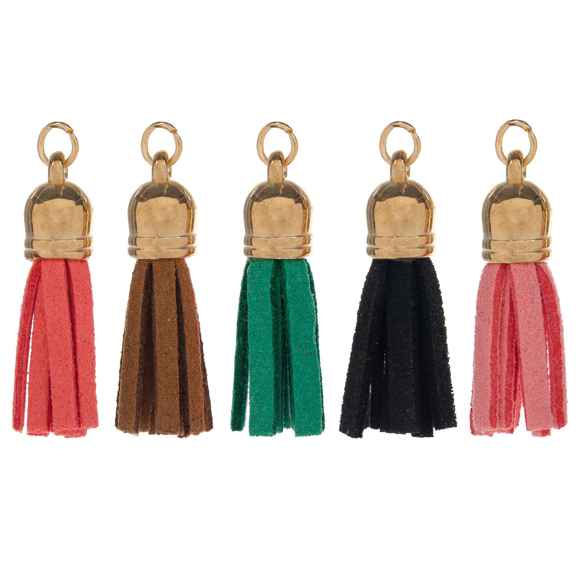 Fenghuangwu 2pcs Tassel Charms Polyester Key Tassels with Loop,DIY Handmade  Craft Accessories of Home and Furniture Decoration (Gold)