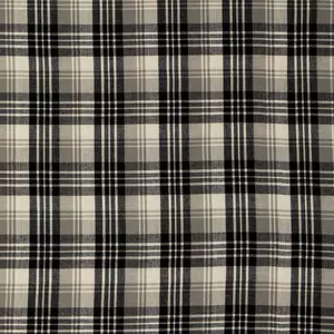 Black, White & Gray Homespun Plaid Cotton Fabric