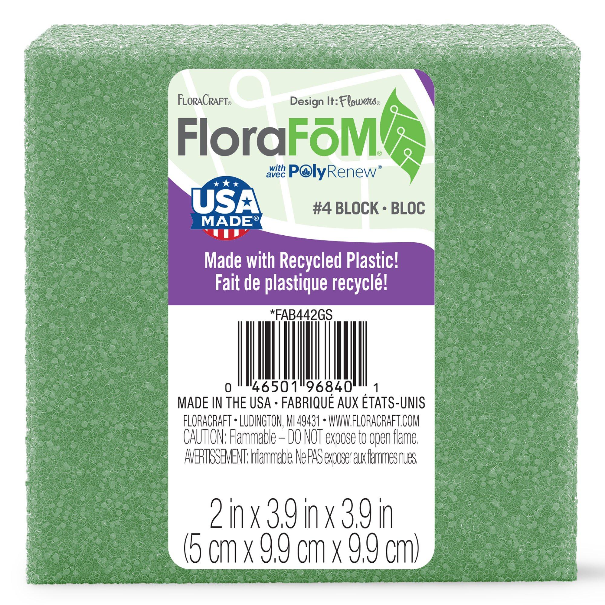 FloraFoM Floral Foam Block 3.9" x 3.9" x 2" dimensions view 1