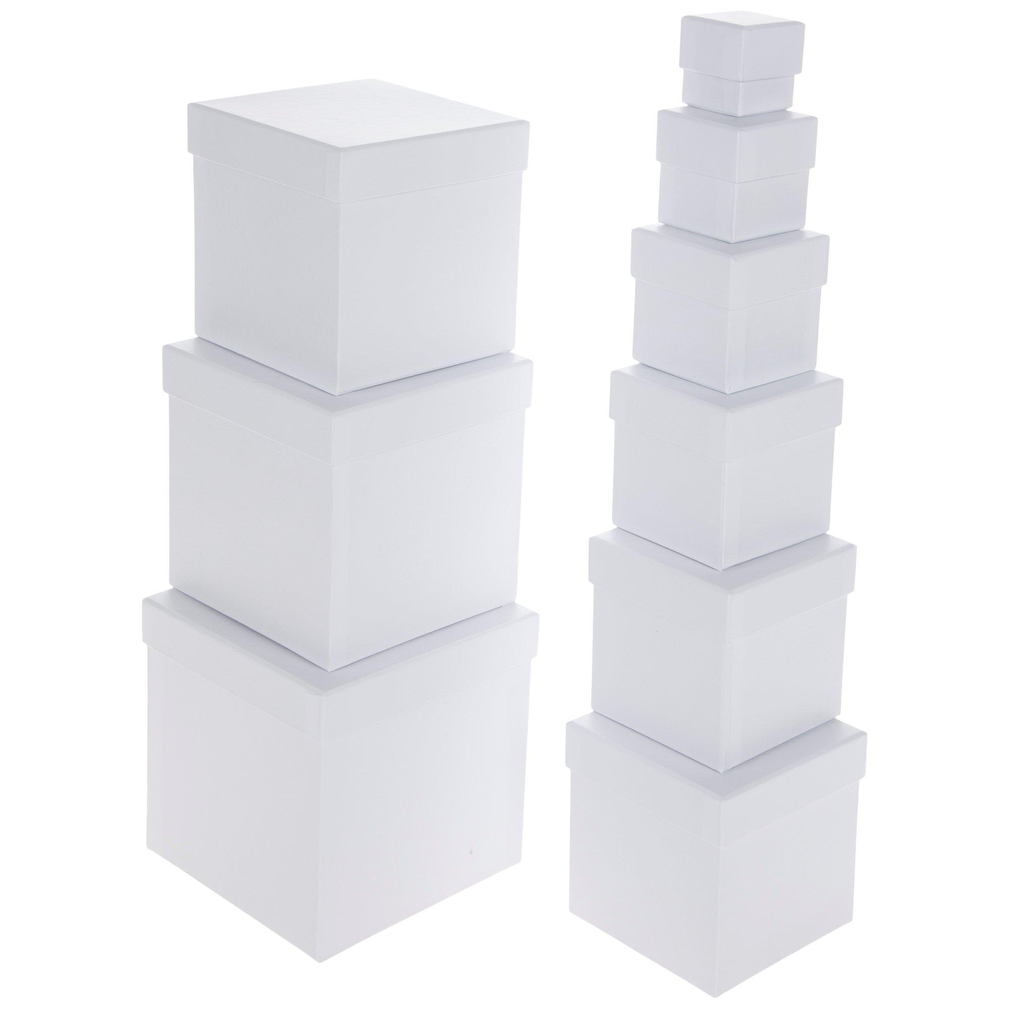 Nested Square Gift Boxes, White, 5-inch, 6-inch, 7-inch, 3-piece, 1.5- –  Party Spin