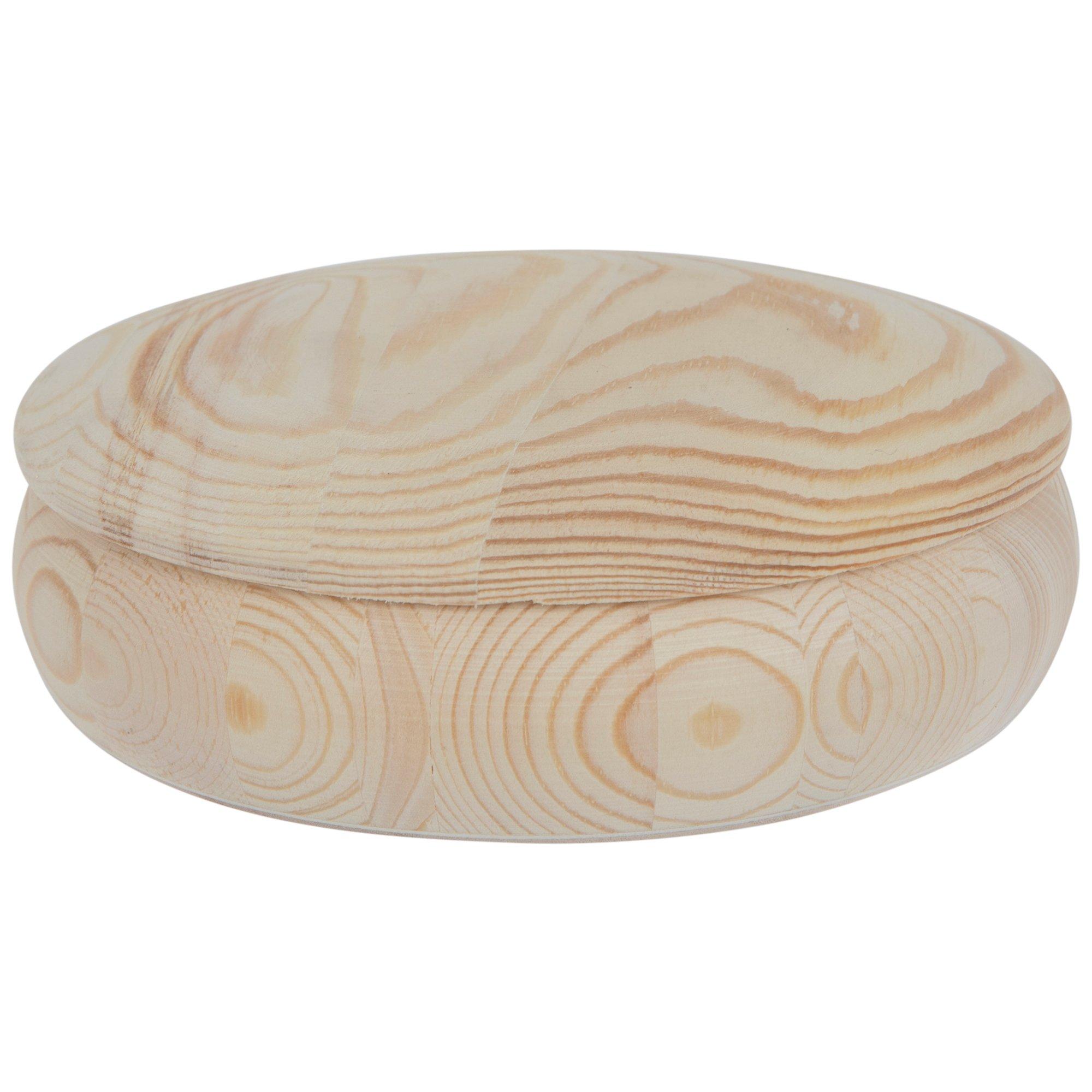 Round wooden deals box with lid