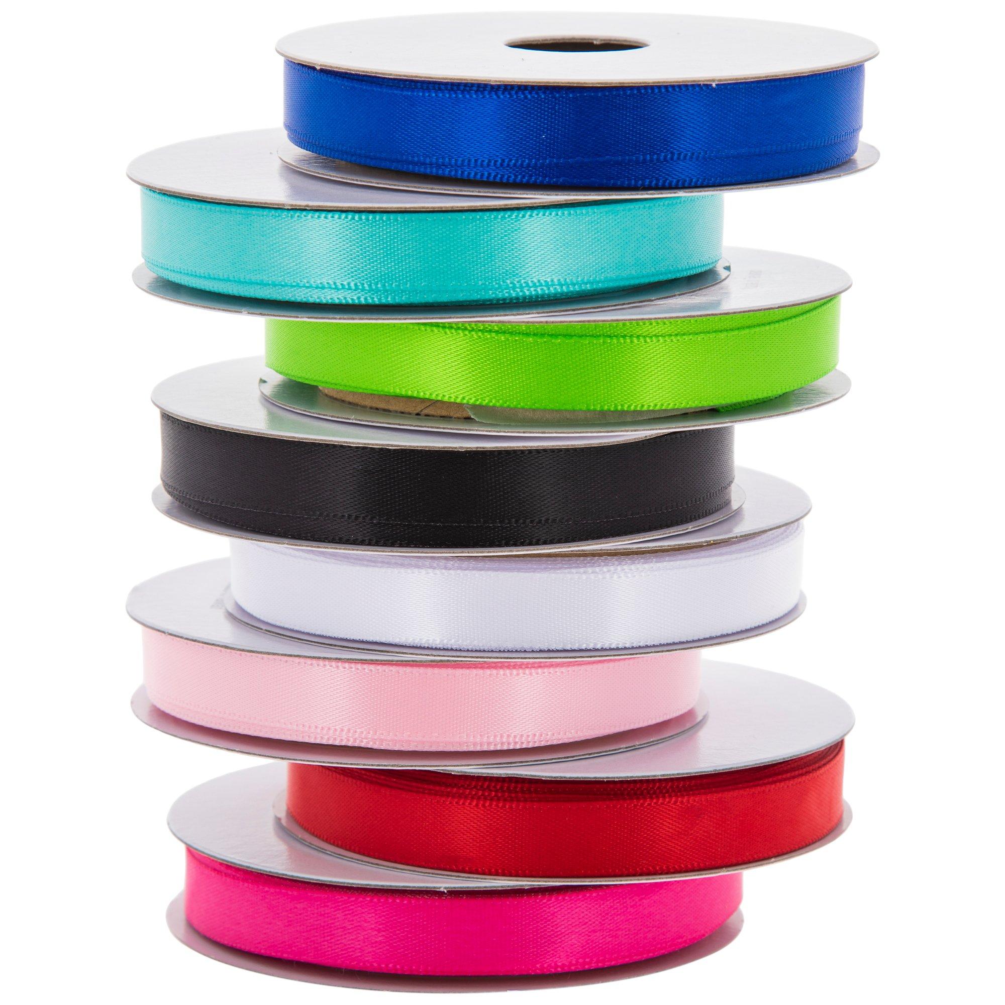  3/8 inch Satin Ribbons Assorted Colors (Solid Bright)