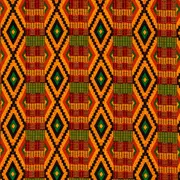 Orange Striped Kente Fabric