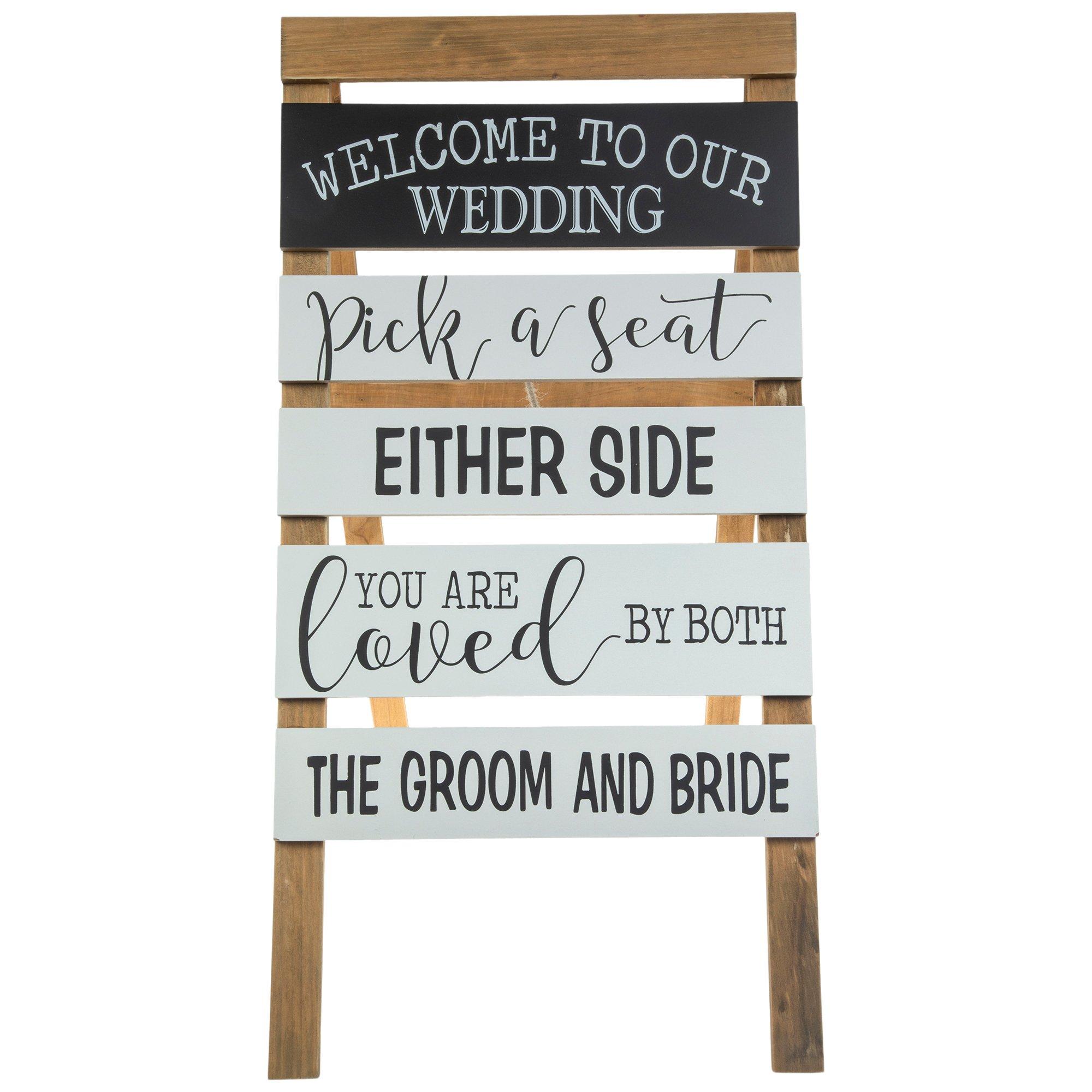 Pick A Seat Not A Side You're Loved by Groom And Bride Wooden Sign