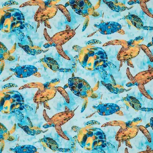 Sea Turtles Cotton Calico Fabric