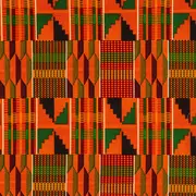 Orange Patterned Kente Fabric