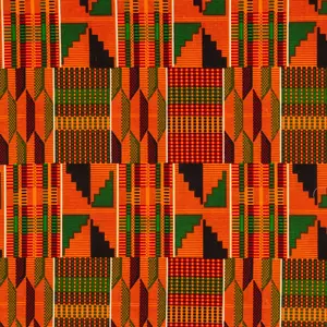 Orange Patterned Kente Fabric