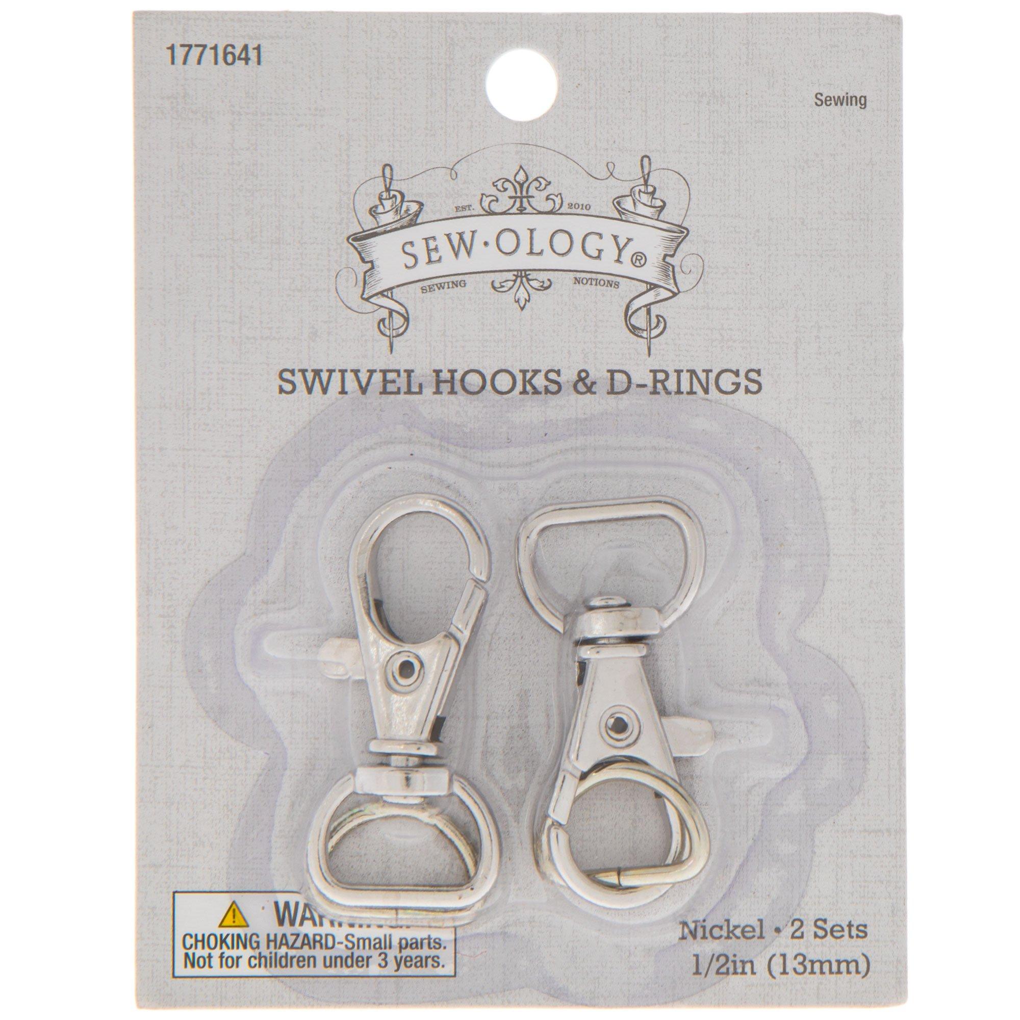  Small Swivel Hook and D-Ring 1/2 Nickel Set of One