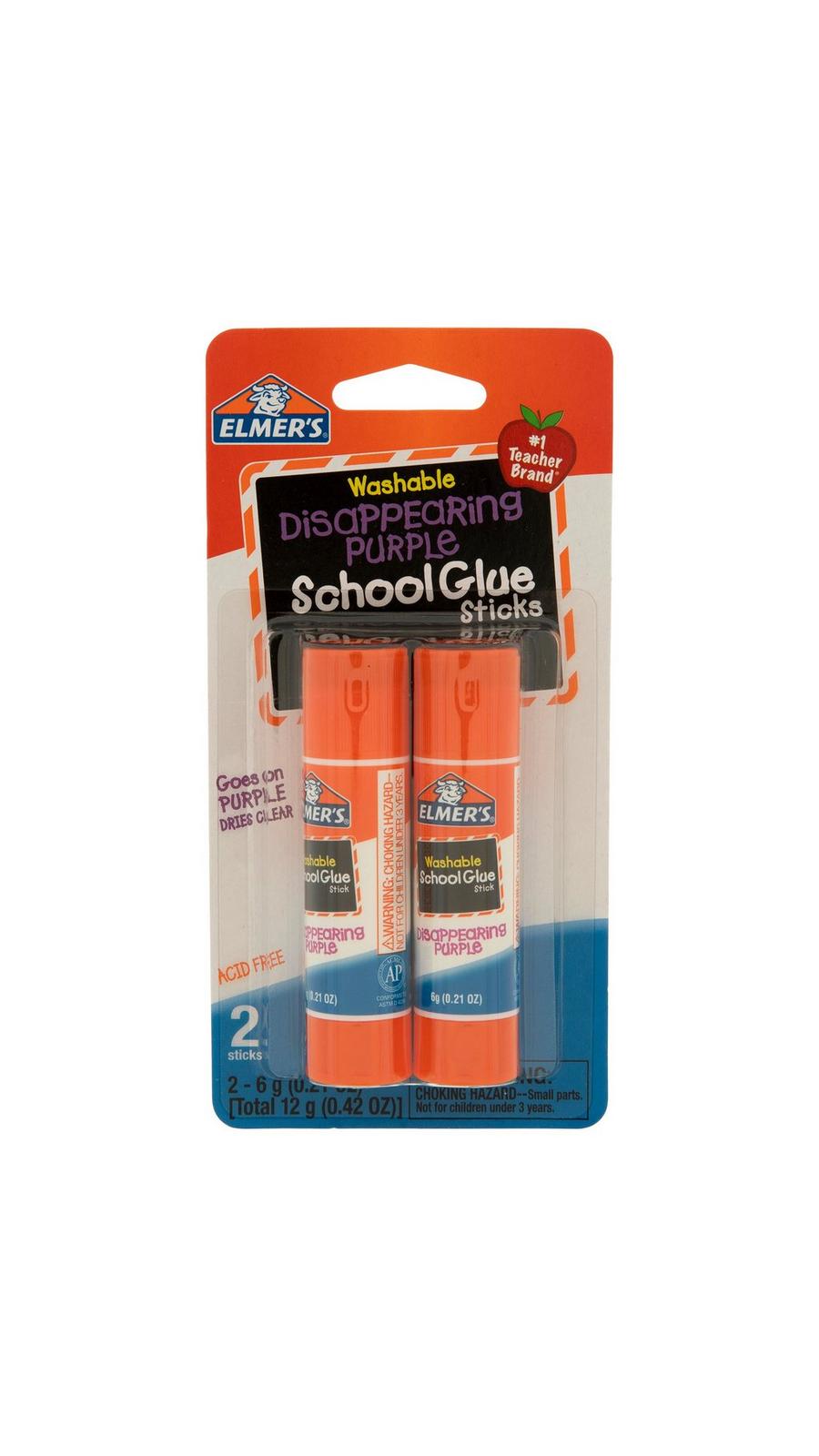 Elmer's School Glue Sticks, 0.21 Oz., Purple, 6/Pack (E1591