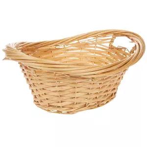 Expressly HUBERT® Round Slatted Chip Wood Basket - 17 5/16Dia x 3 1/2H