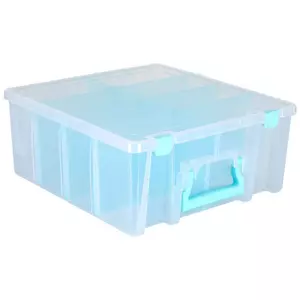 IRIS USA 4Pack 5.5qt Large Clear Plastic Storage Container Clip Box with  Latching Lids, Blue