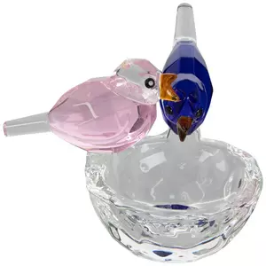 Pink & Blue Bird Glass Bowl