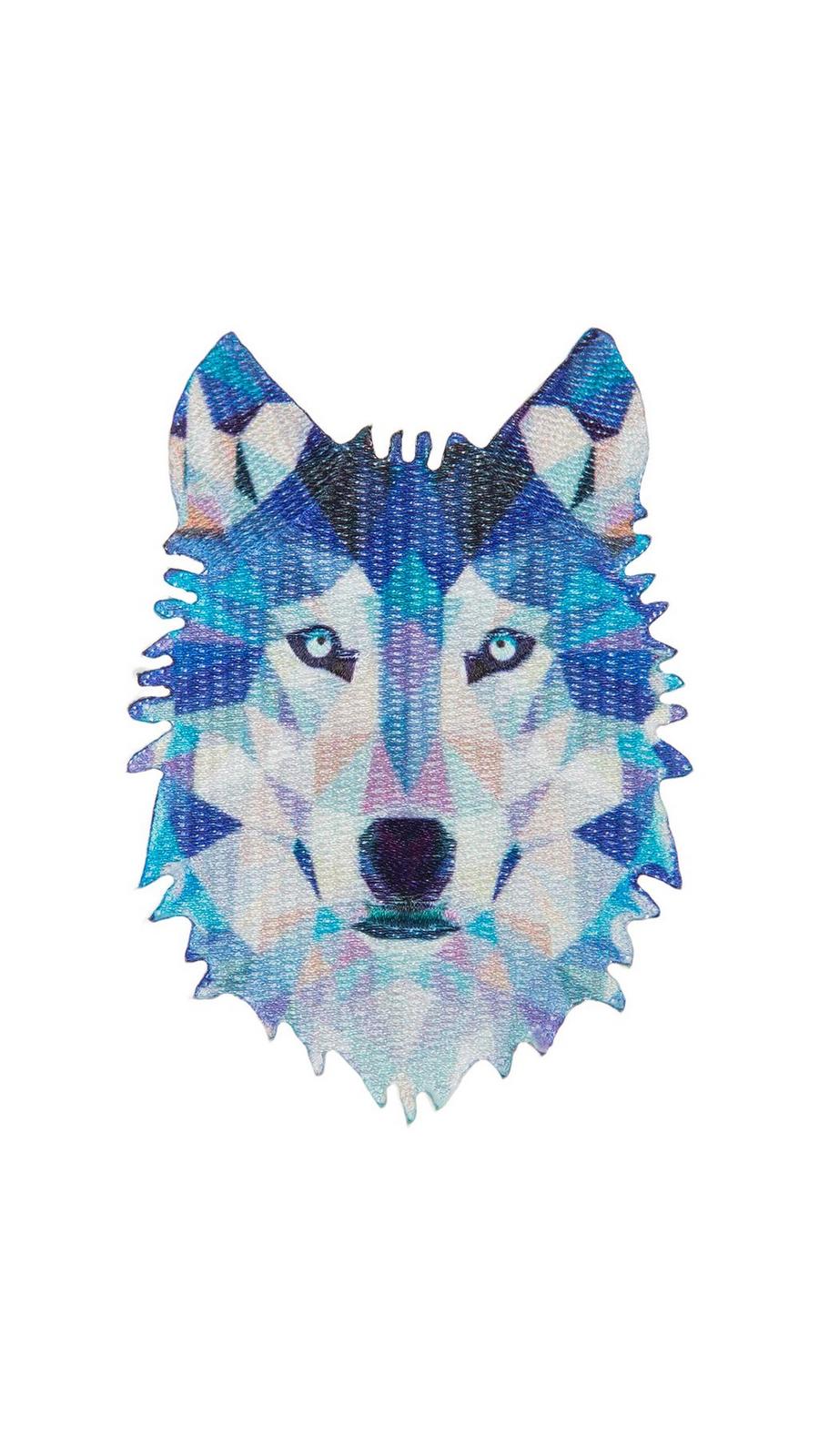 「WOLF’S」/「HEAD」 Geometric Wolf Head Iron-On Patch | Hobby Lobby | 1784461