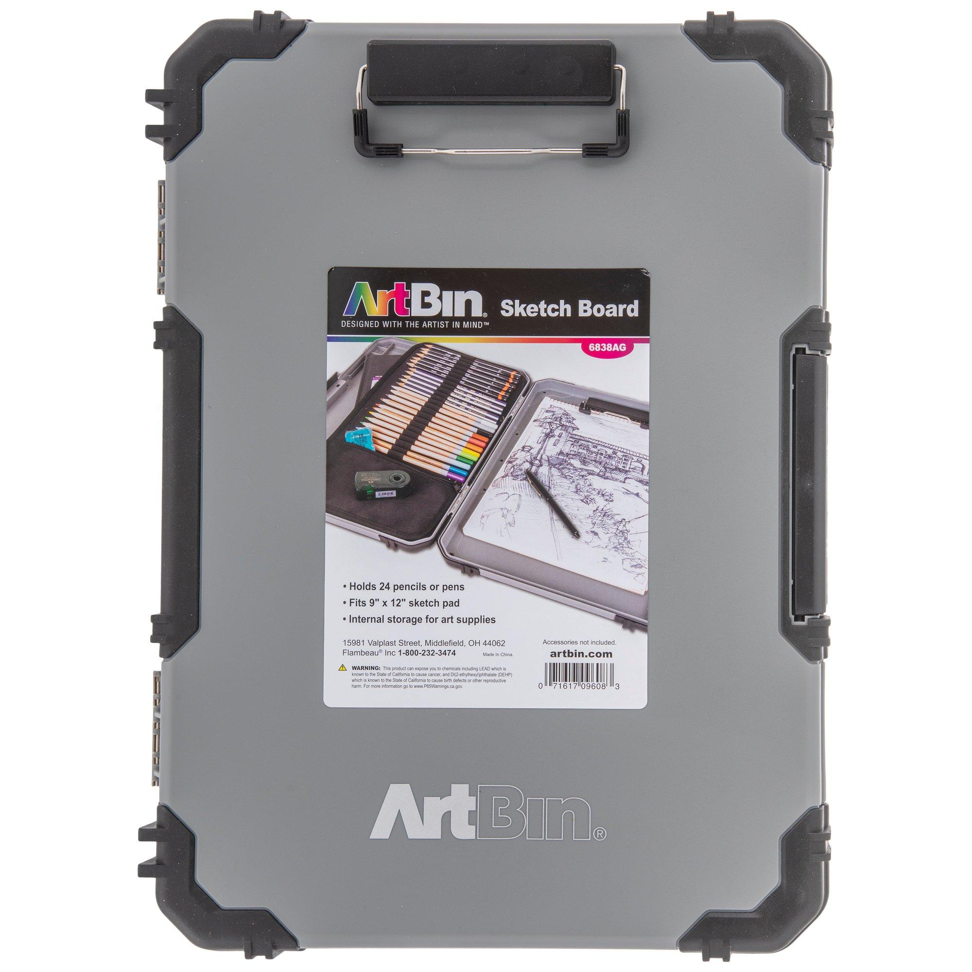  ArtBin 6838AG Sketch Board, Portable Drawing Surface with  Internal Art & Craft Storage, Grey