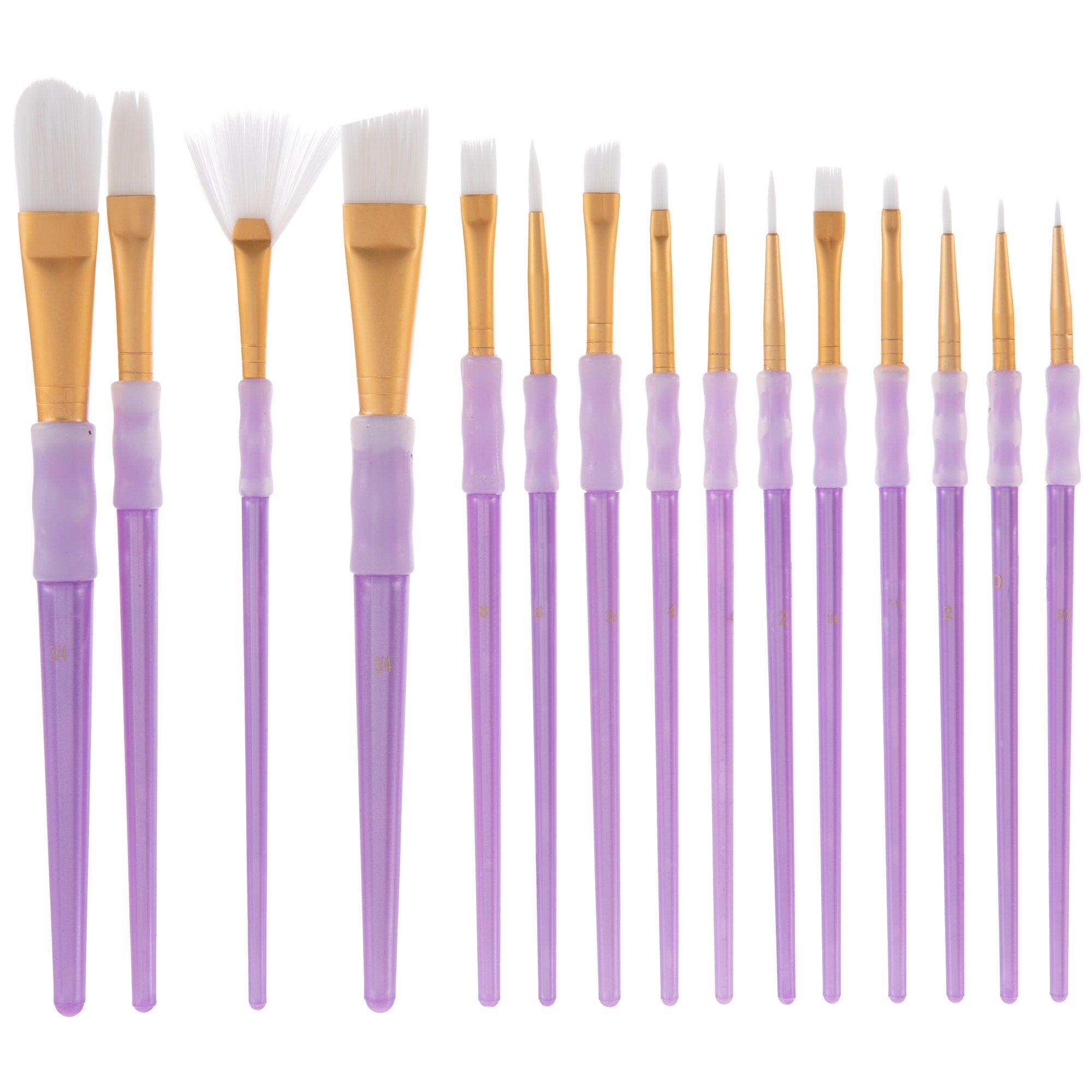 White Taklon Paint Brushes 15 Piece Set Hobby Lobby 1787845