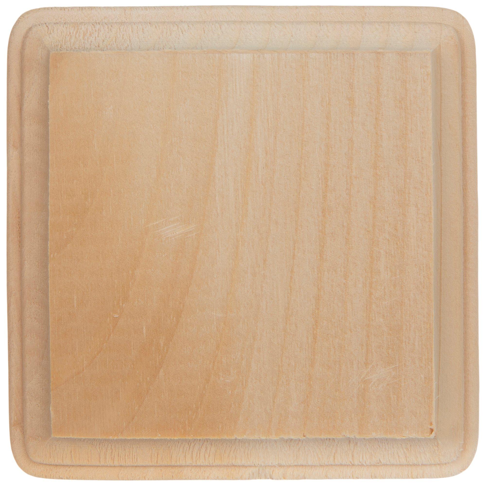 Square Wood Plaque 4" - 4 pieces dimensions view 1