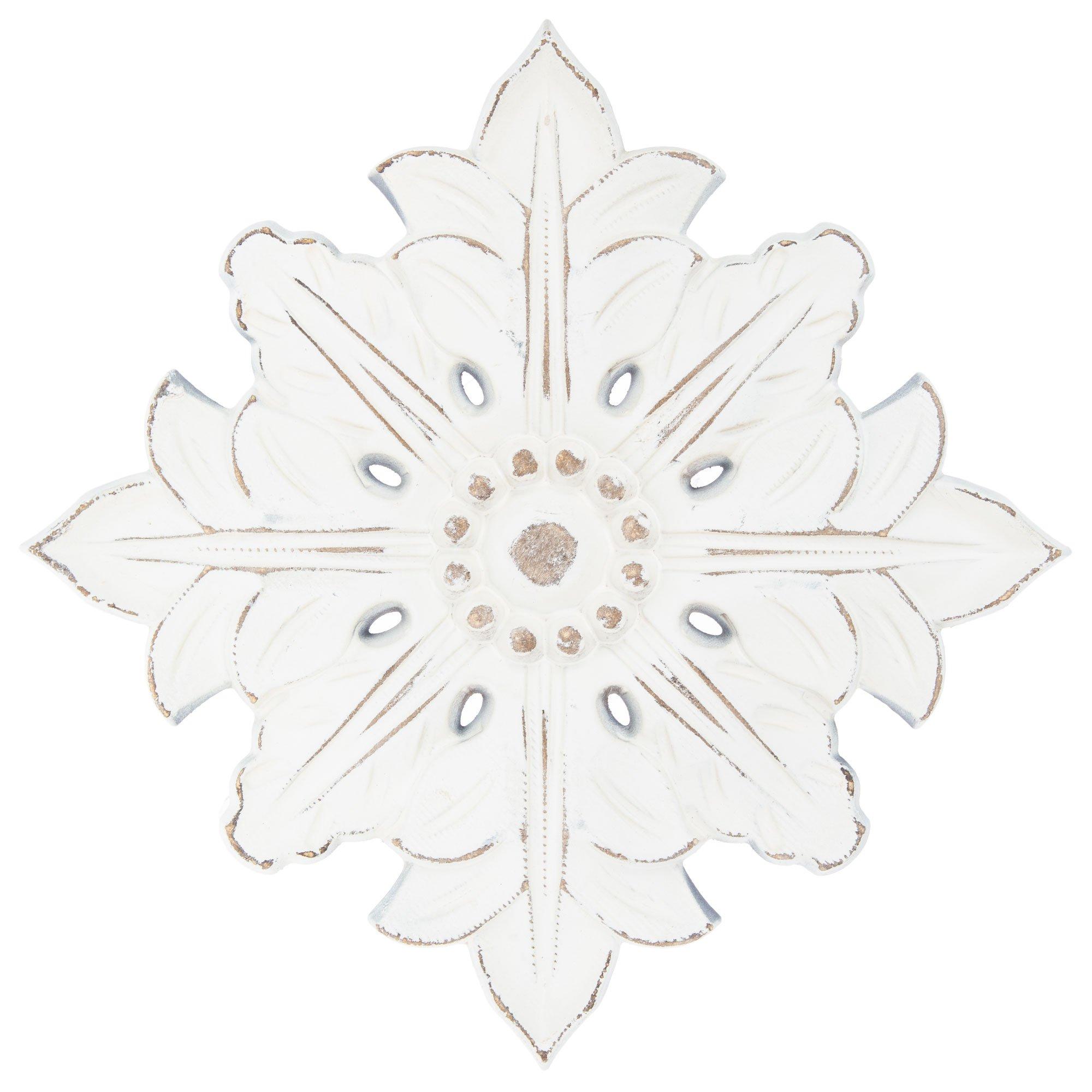 Distressed White Flower Wood Wall Decor