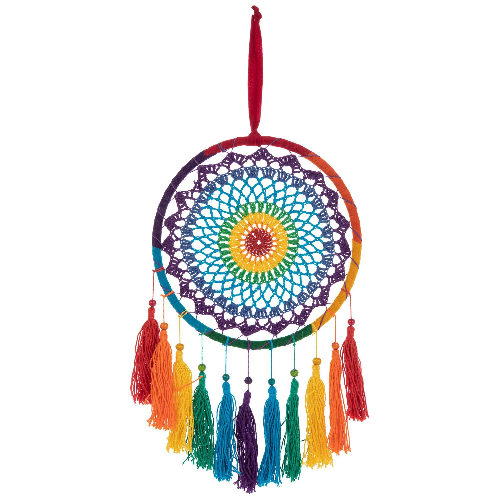 FREEBLOSS DIY Yarn Dream Catchers Kit Chakra Dream Catcher with Multi Color  Fringes Traditional Dreamcatcher Rainbow Colors Wall Hanging Decor