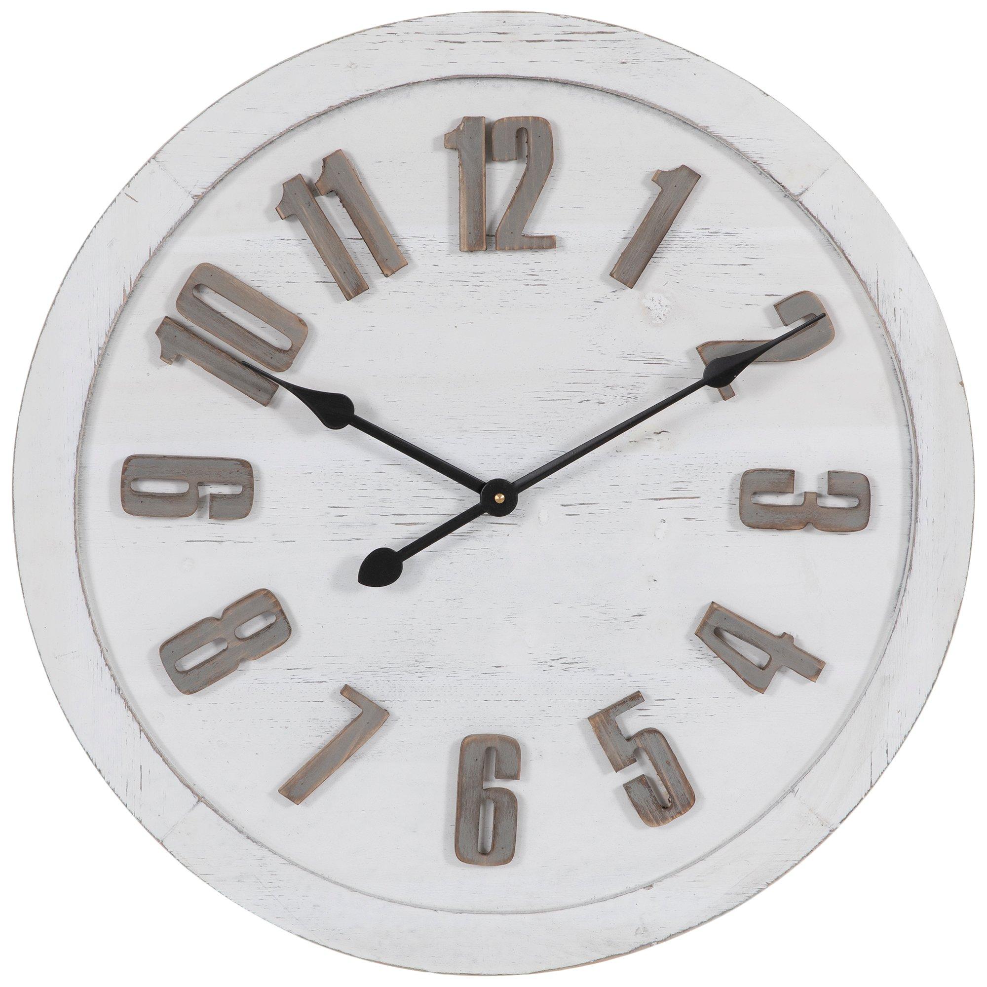Round Whitewash Wood Wall Clock Hobby Lobby 1805324