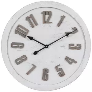 Round Whitewash Wood Wall Clock