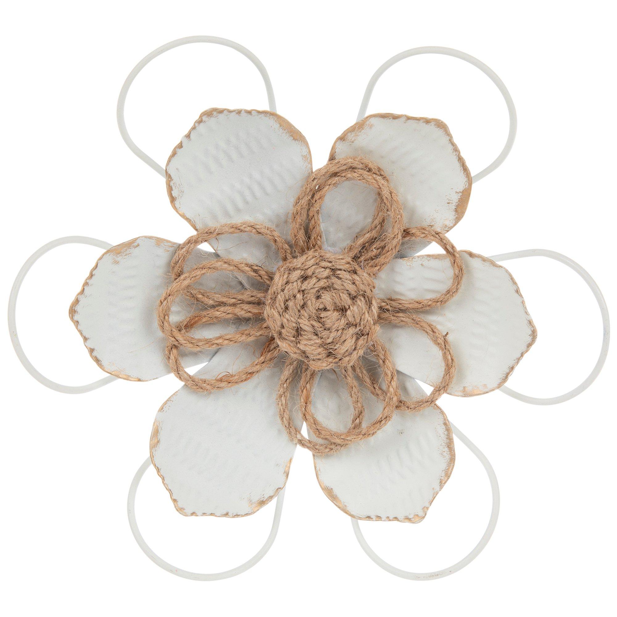 White & Gold Flower Metal Wall Decor | Hobby Lobby | 1805993