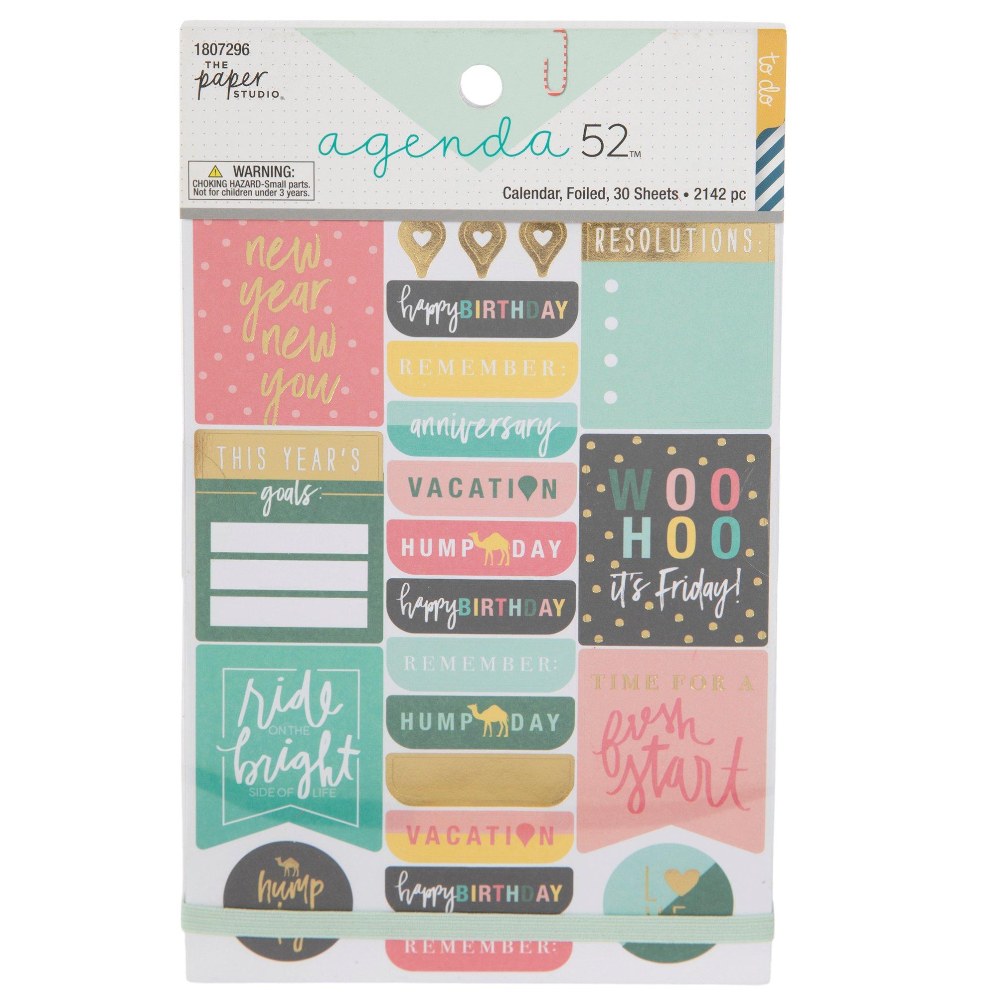 the Paper Studio, Block Print Calendar Date Stickers, 372 Stickers