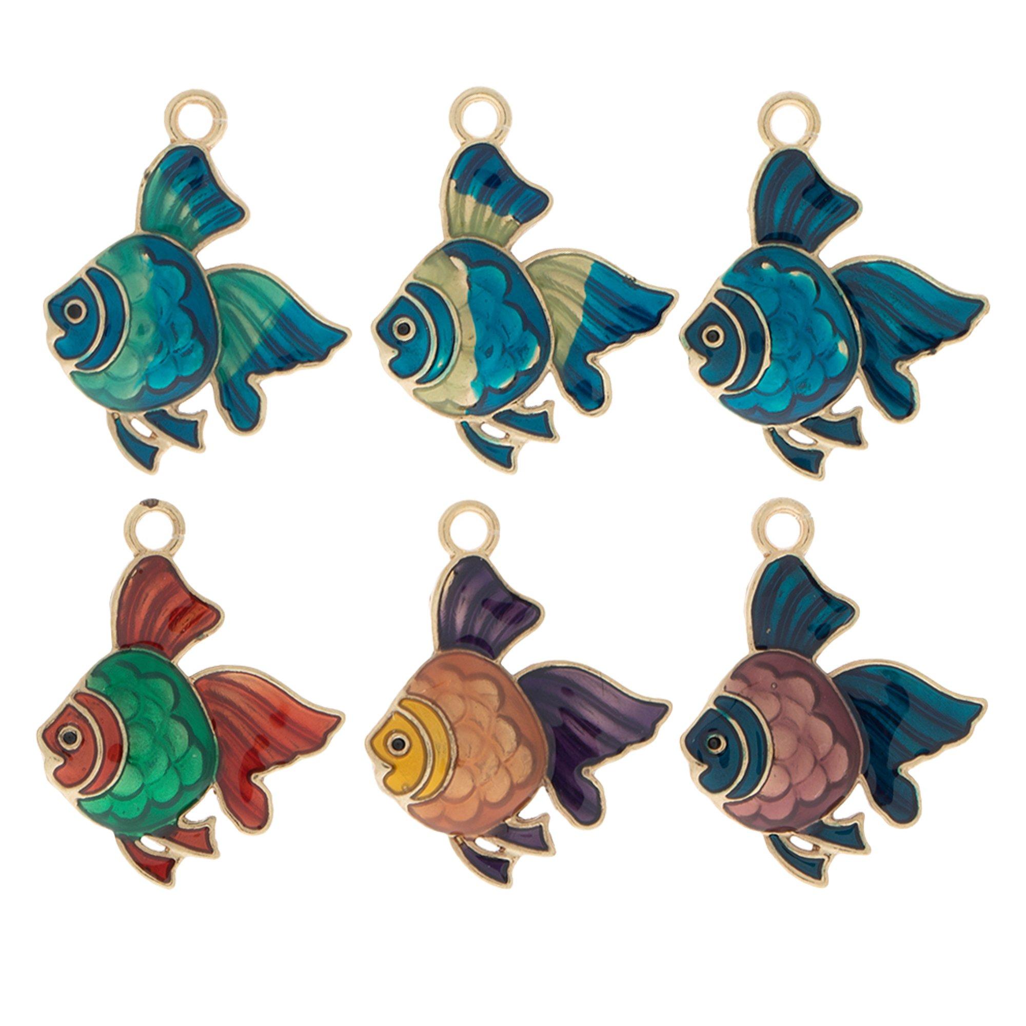  Magibeads 36Pcs Enamel Fish Charms Light Gold Alloy Animal  Pendants Sea Creatures Anemone Small Cute Charms for Crafts DIY Earring  Jewelry Making Supplies : Arts, Crafts & Sewing