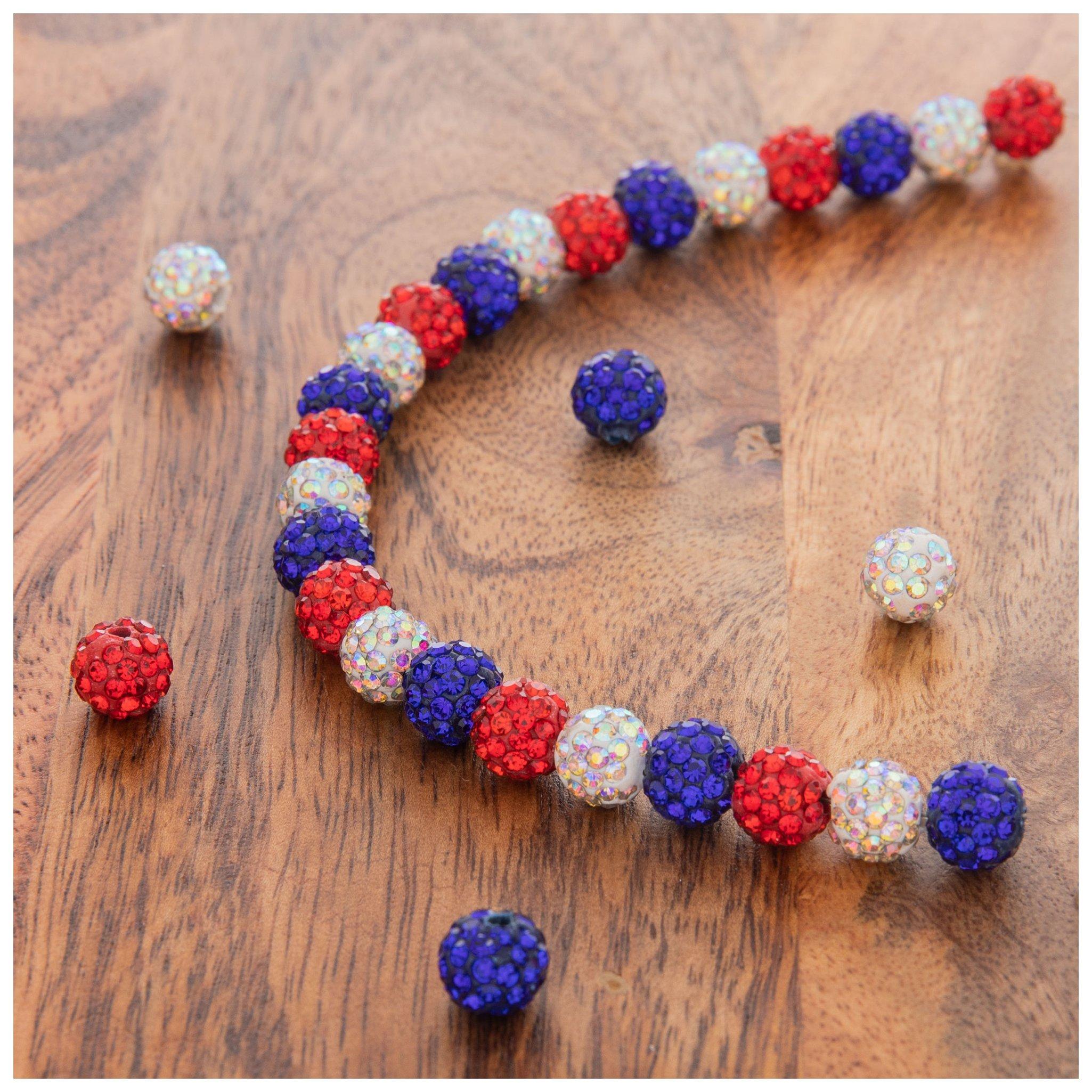 Red, White & Blue Rhinestone Bead Strand, Hobby Lobby