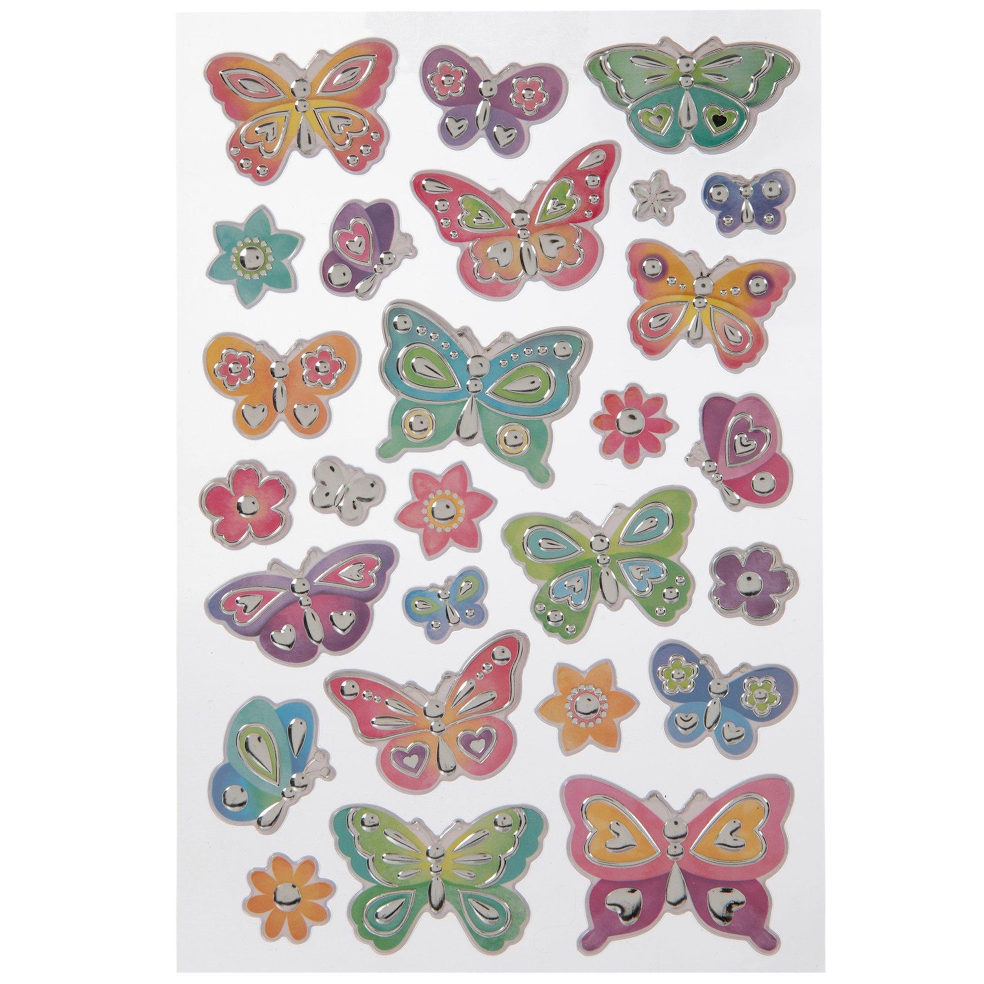 Butterflies & Flowers Puffy Foil Stickers Hobby Lobby 1808757