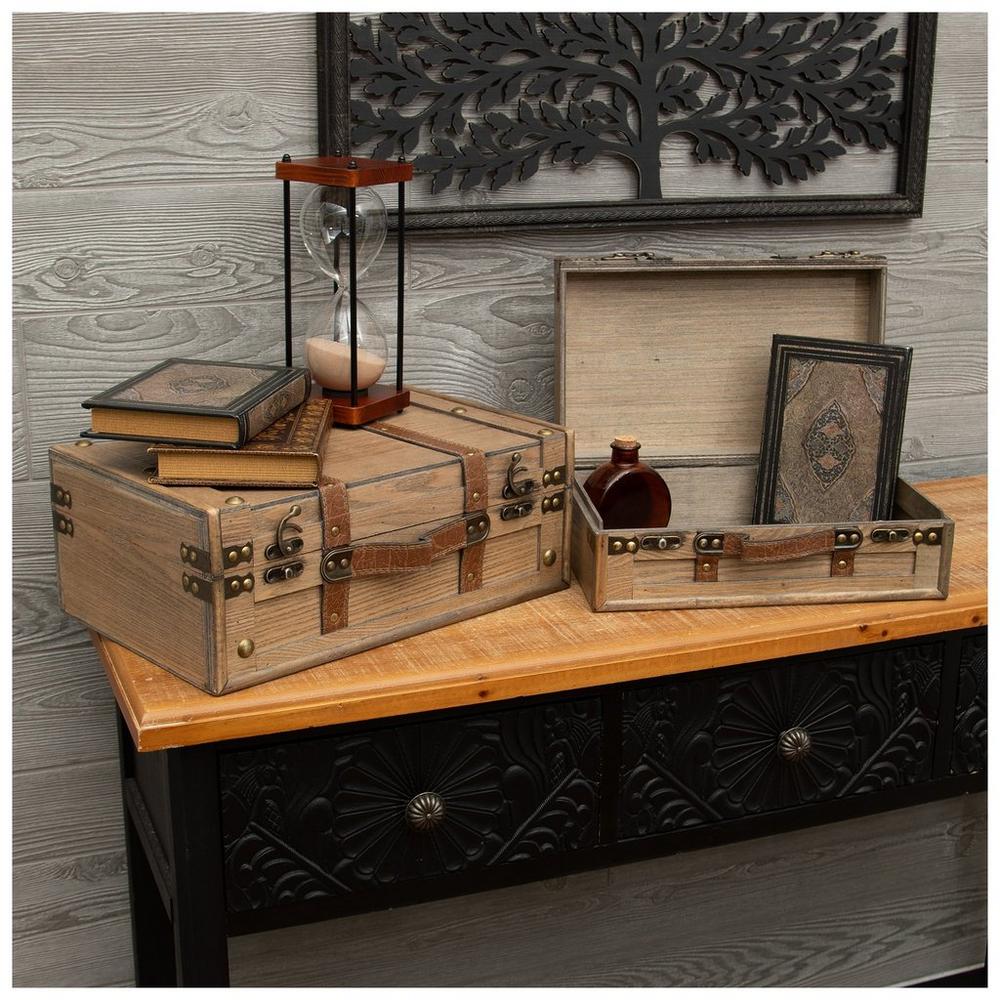 Brown Studded Faux Leather Wood Box Set | Hobby Lobby | 1810969