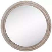 Whitewash Round Wood Wall Mirror
