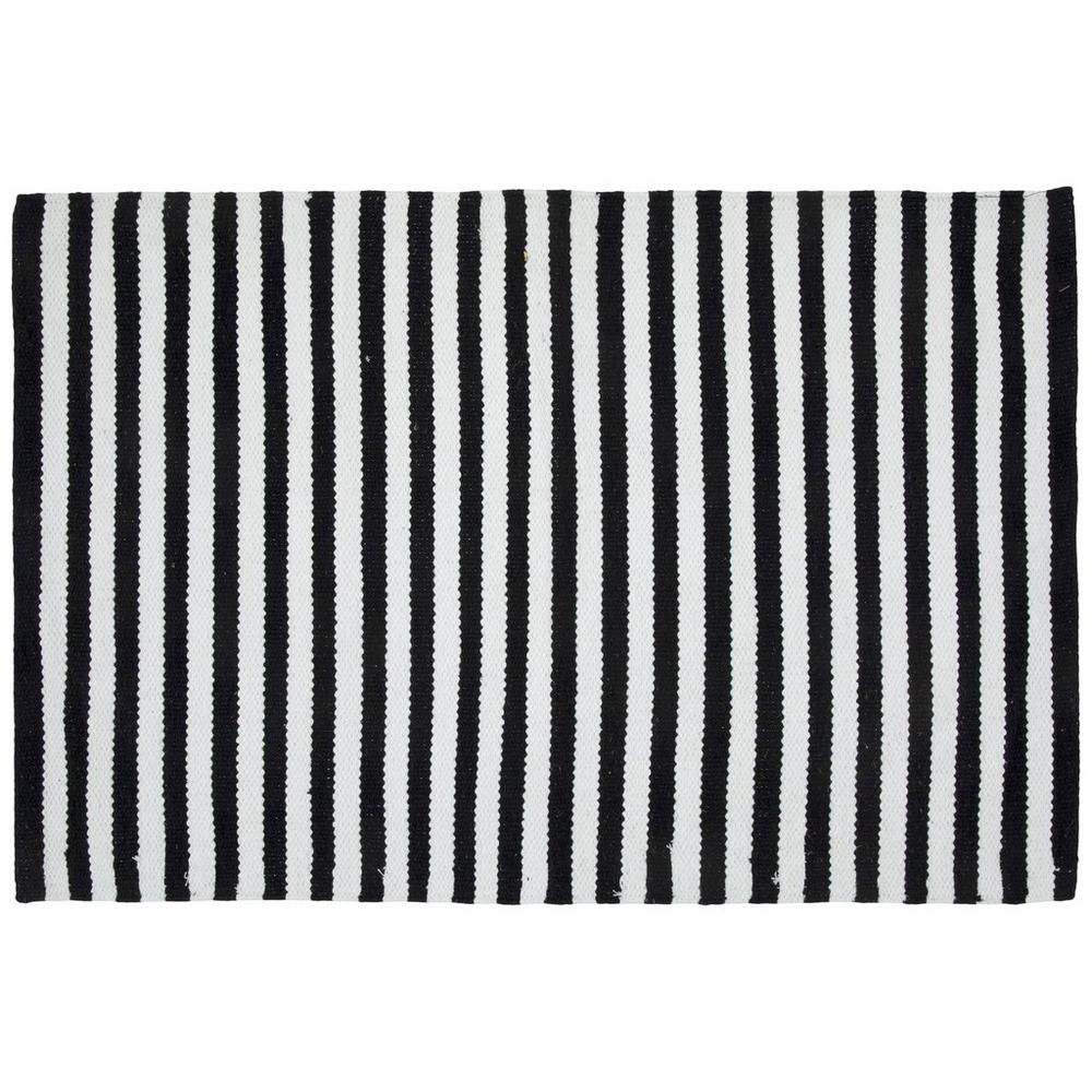 Black White Striped Rug