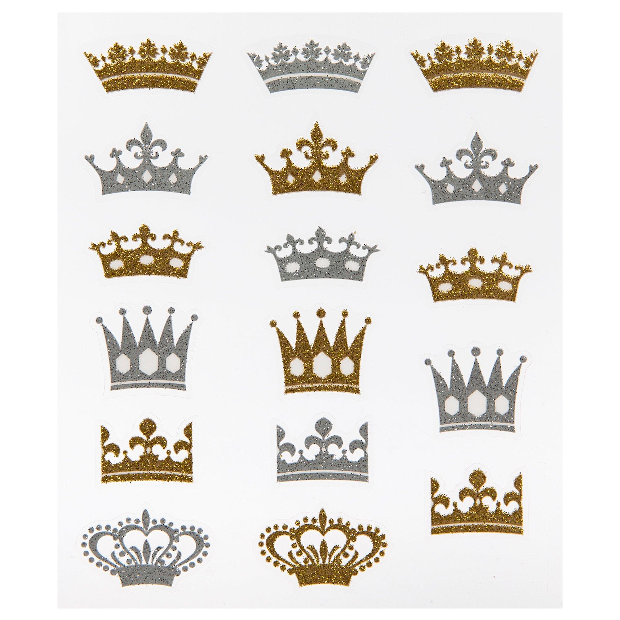 Gold & Silver Glitter Crown Stickers Hobby Lobby 1813740