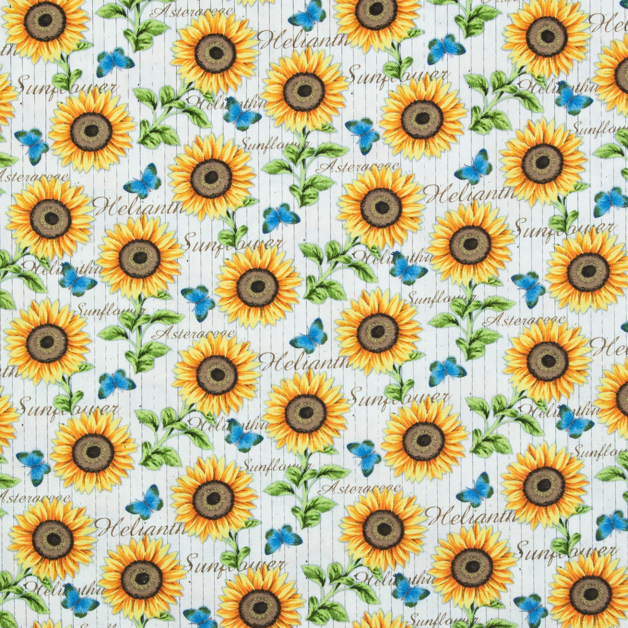 Sunflowers Teal Pattern Sewing Material Fabric