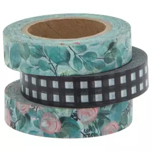 Floral & Buffalo Check Washi Tape