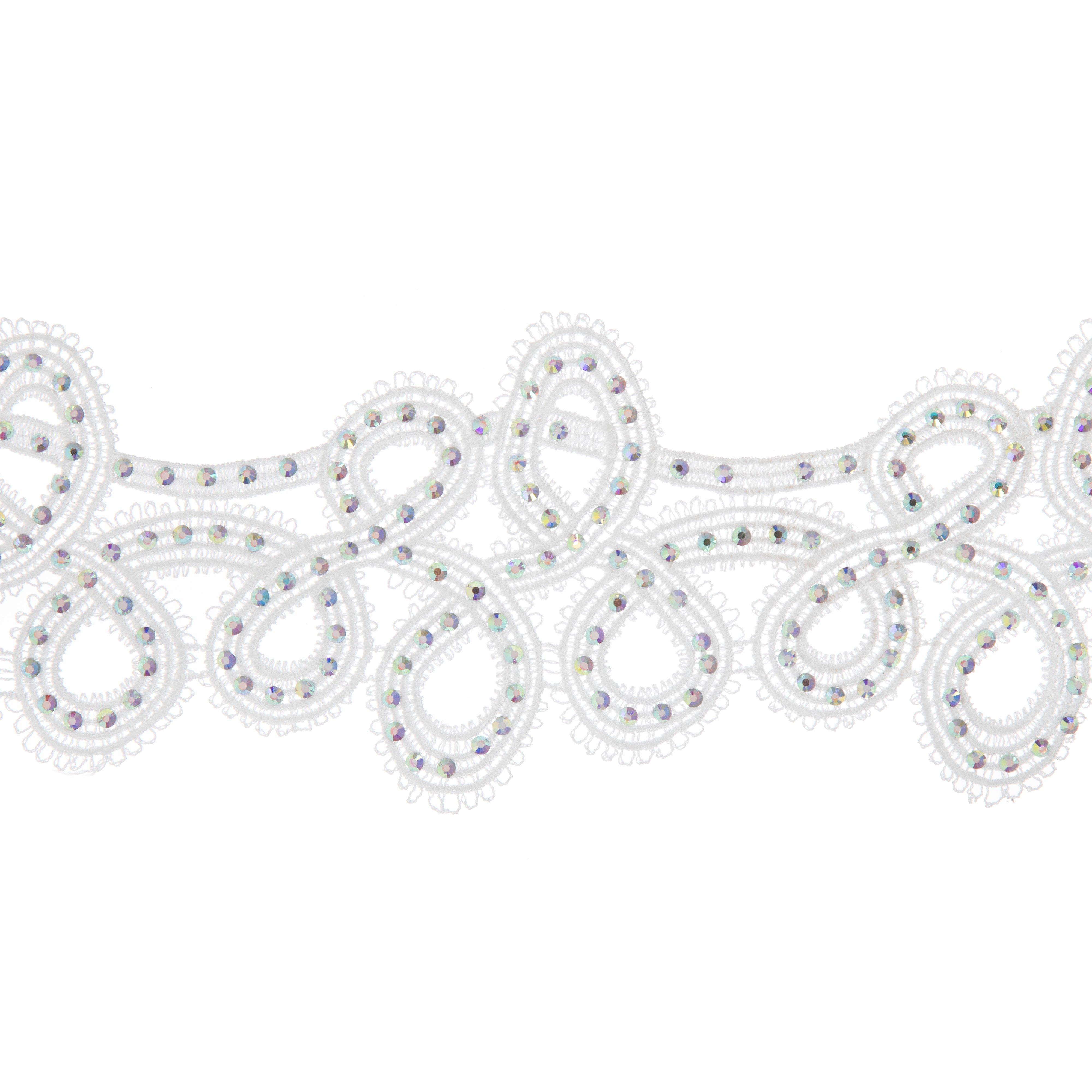 White Decorative Trim With Iridescent Rhinestones Hobby Lobby 1840321