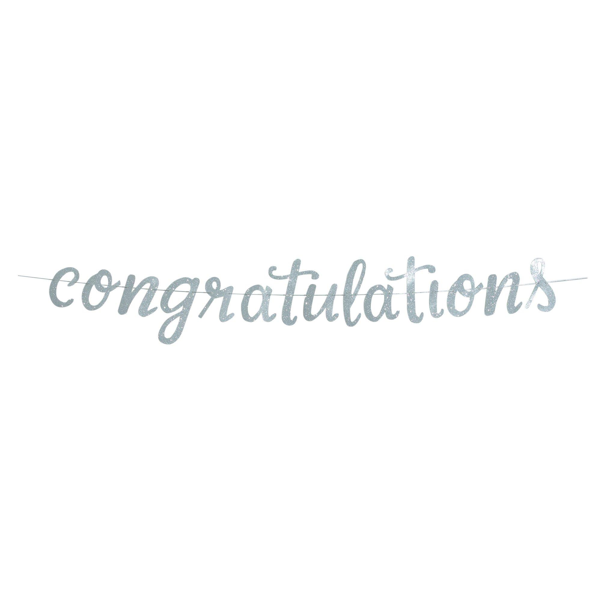 Silver Glitter Congratulations Banner | Hobby Lobby | 1840669