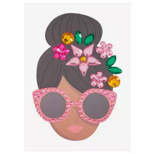 Girl With Sunglasses Rhinestone Sticker