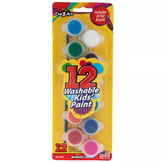 Cra-Z-Art Neon Washable Kids' Paint, 6 Assorted Colors, 2 oz, 6/Set  (106466)