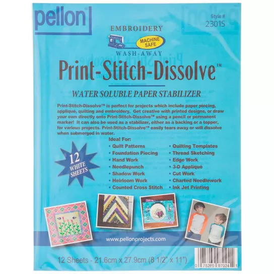 Print-Stitch-Dissolve Water Soluble Paper Stabilizer