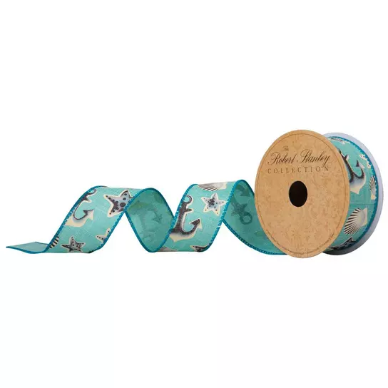 Wired Arabesque Basil Ribbon, 1-1/2 inch width