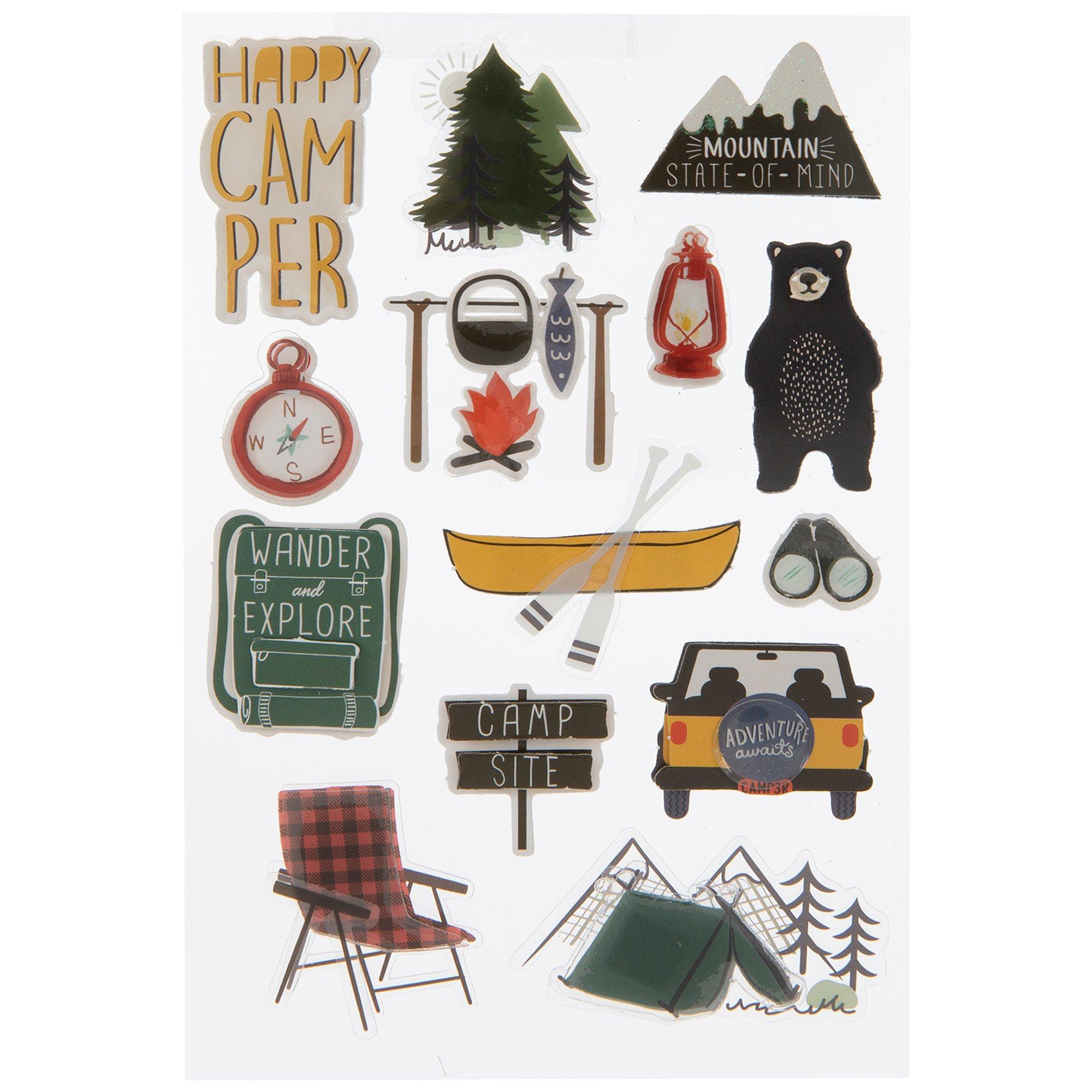 Happy Camper 3D Stickers
