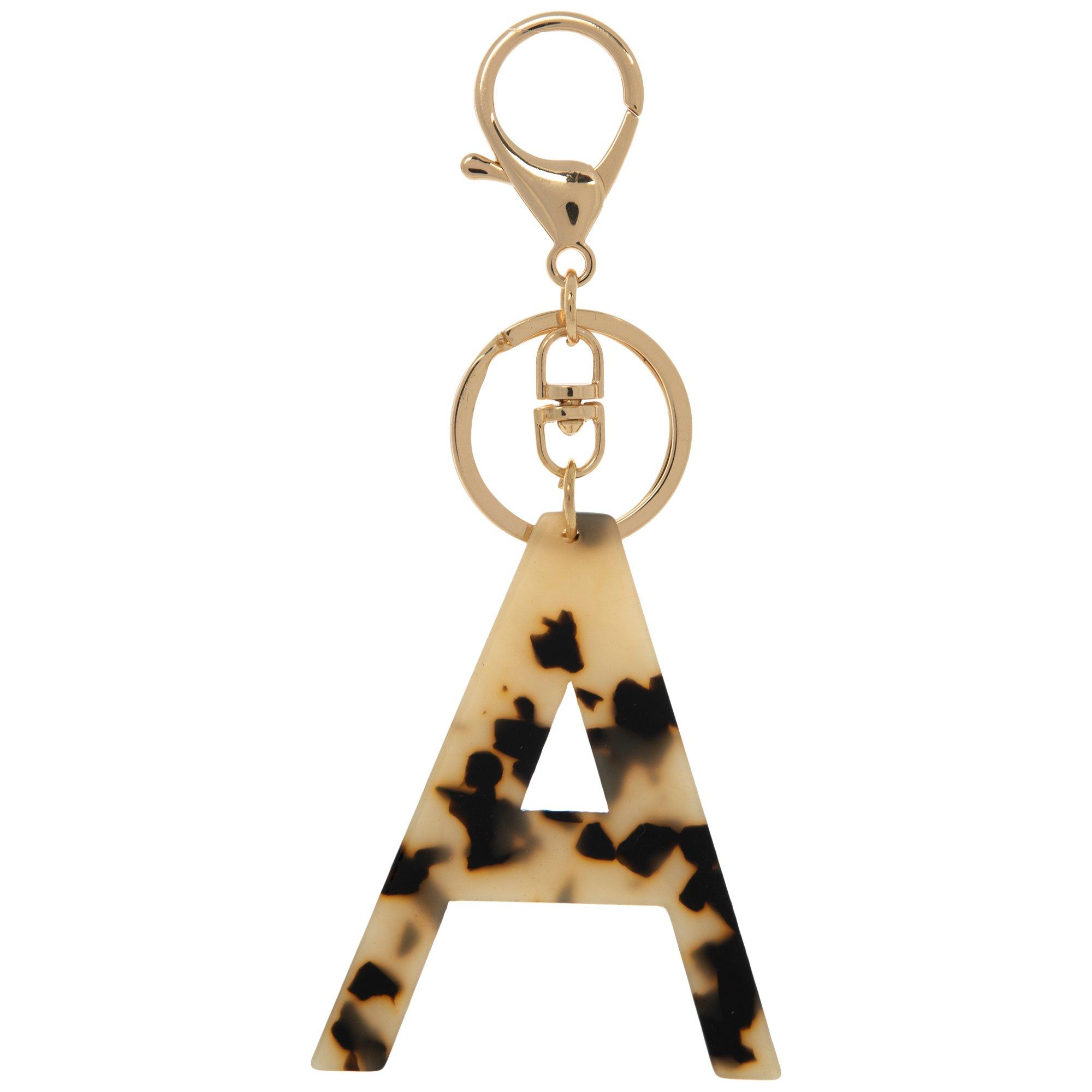 Leopard Print Letter Keychain - F