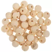 Round Beehive Wood Beads - 14mm