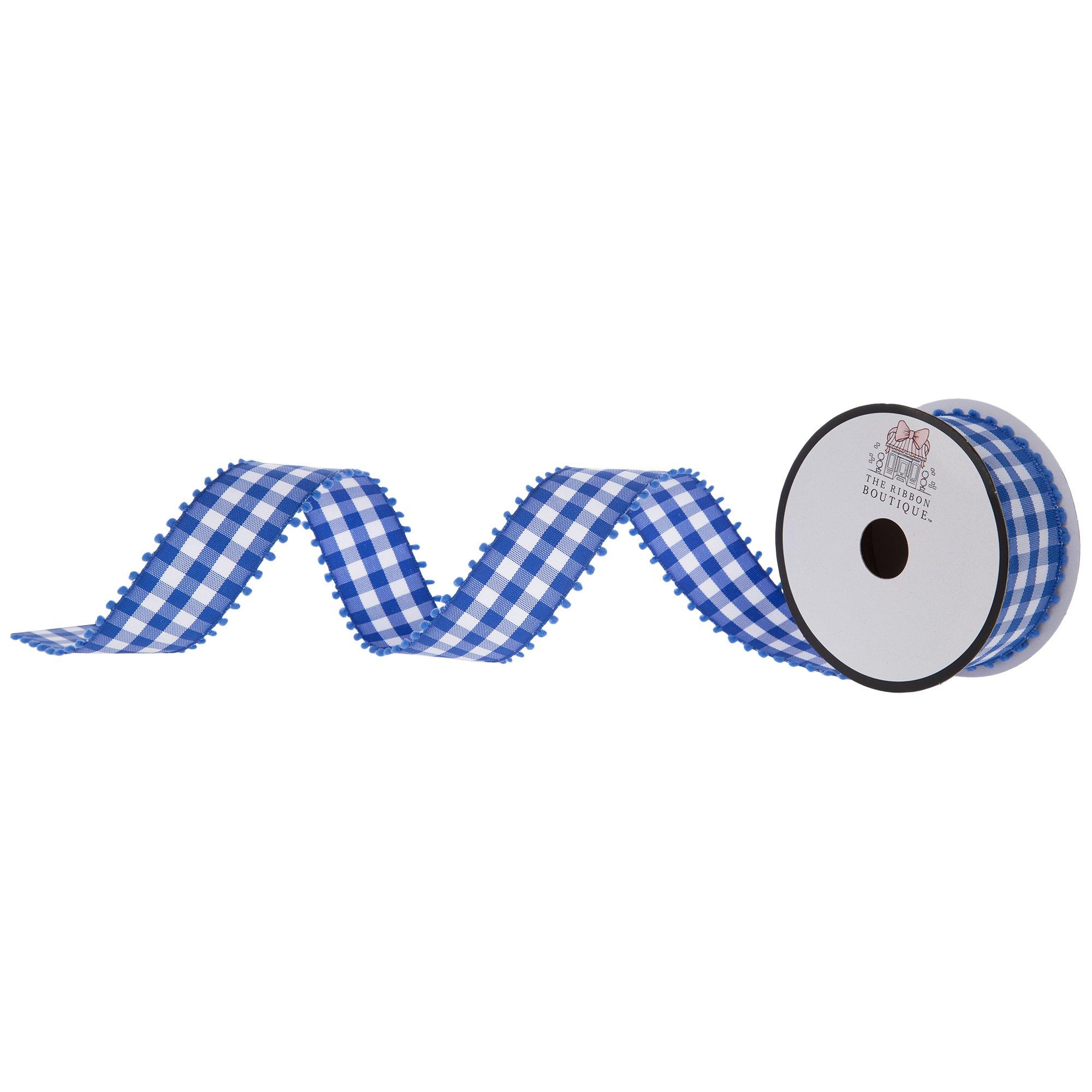 Gingham Pom Pom Wired Edge Ribbon 1 1/2" Hobby Lobby 1862028