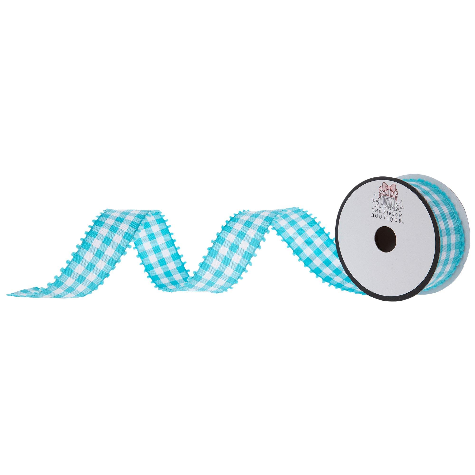 Gingham Pom Pom Wired Edge Ribbon 1 1/2" Hobby Lobby 1862051