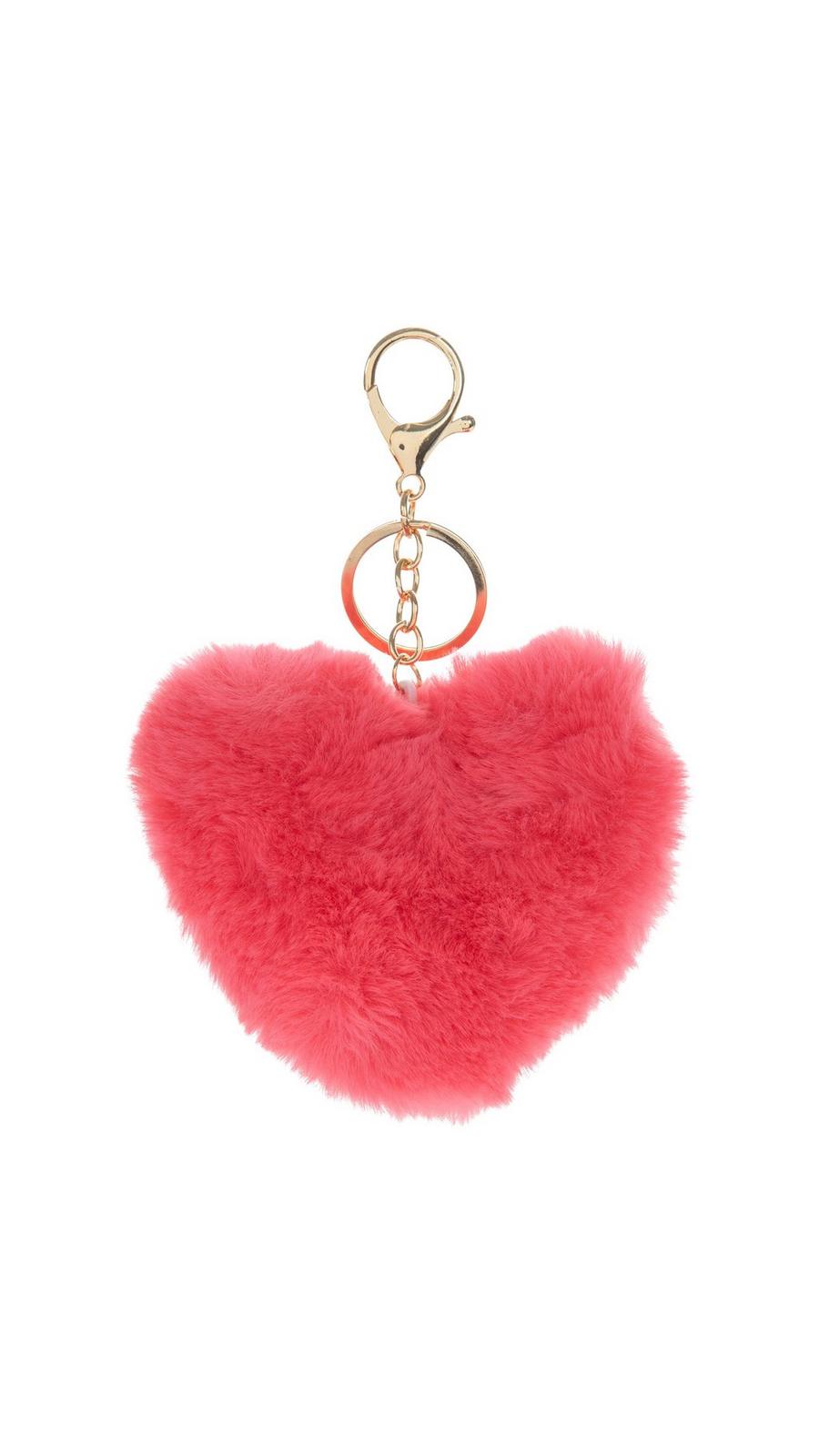 Hot Pink Fuzzy Heart Keychain | Hobby Lobby | 1864750
