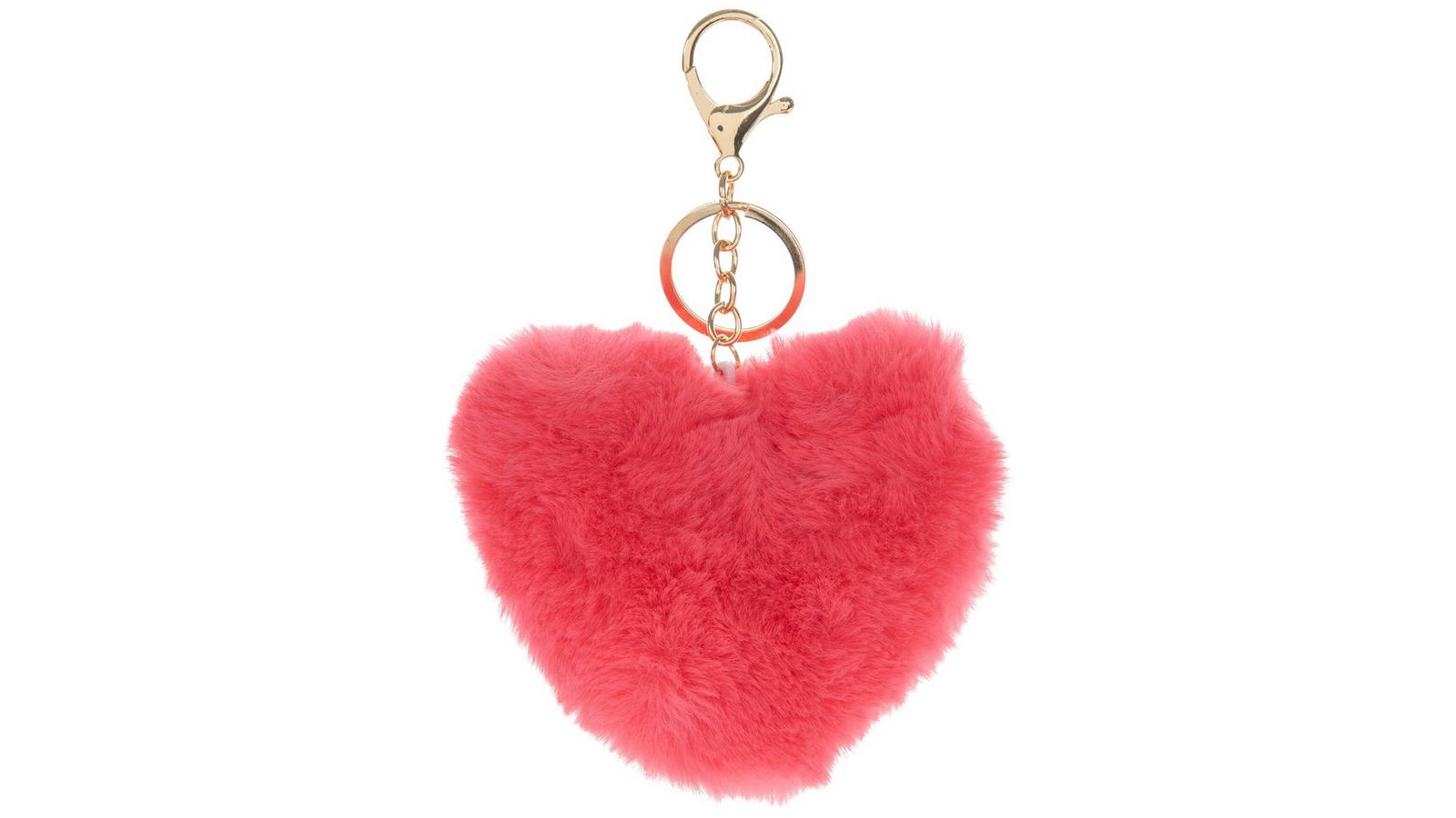 Hot Pink Fuzzy Heart Keychain | Hobby Lobby | 1864750