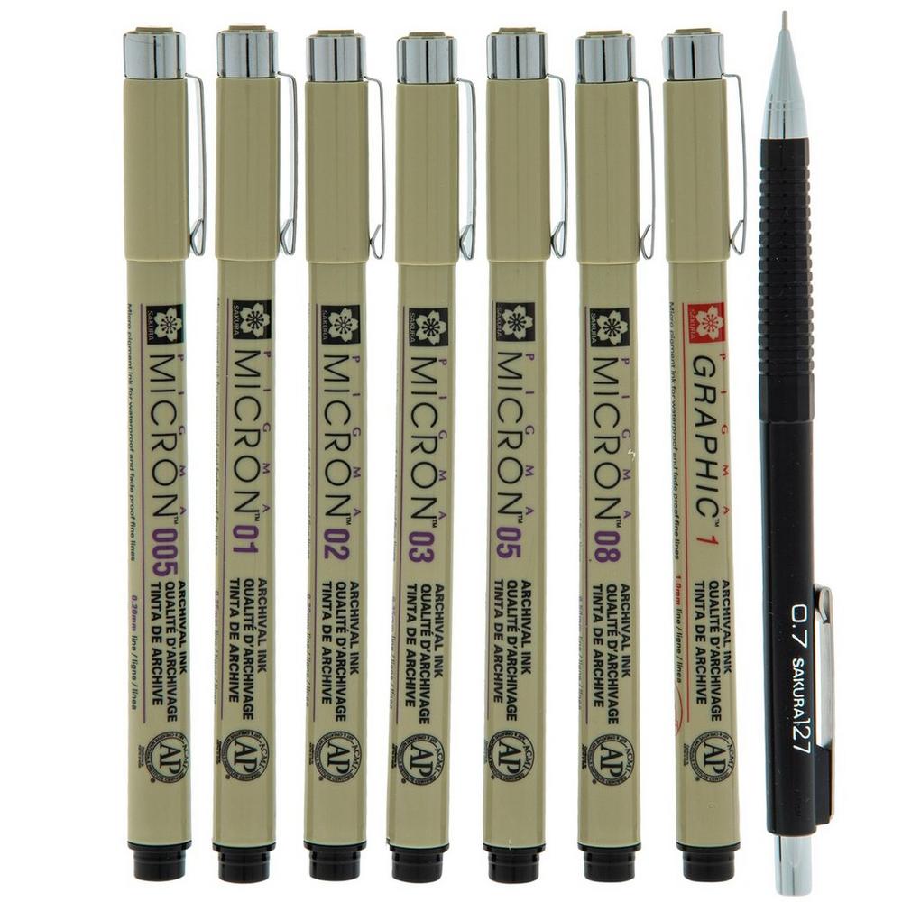 Manga-Comic Pro Pigma Micron Pens - 8 Piece Set | Hobby
