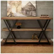 Rustic Three Tier Wood Console Table